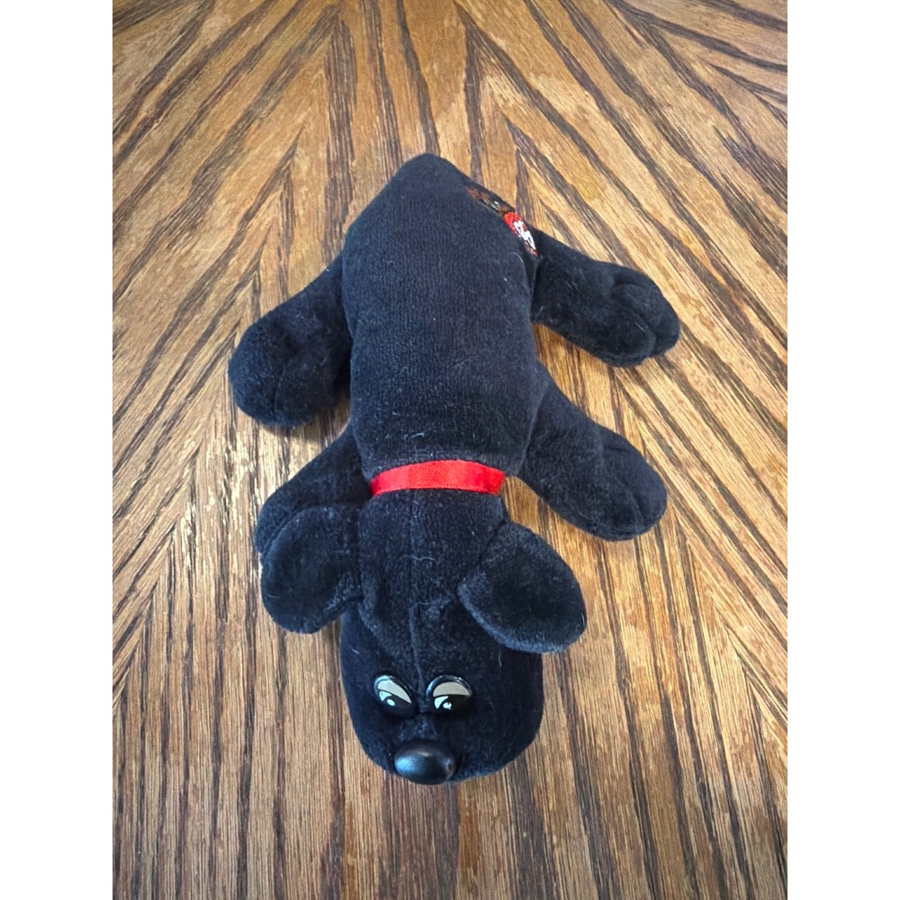 Vintage 1986 Tonka Pound Puppies Black Dog Plush Red Collar Embroidered Logo